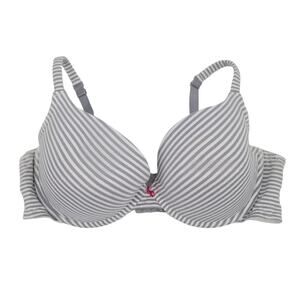 Cacique Striped Cotton Underwire Full Coverage  Boost Plunge Bra Size 46DD